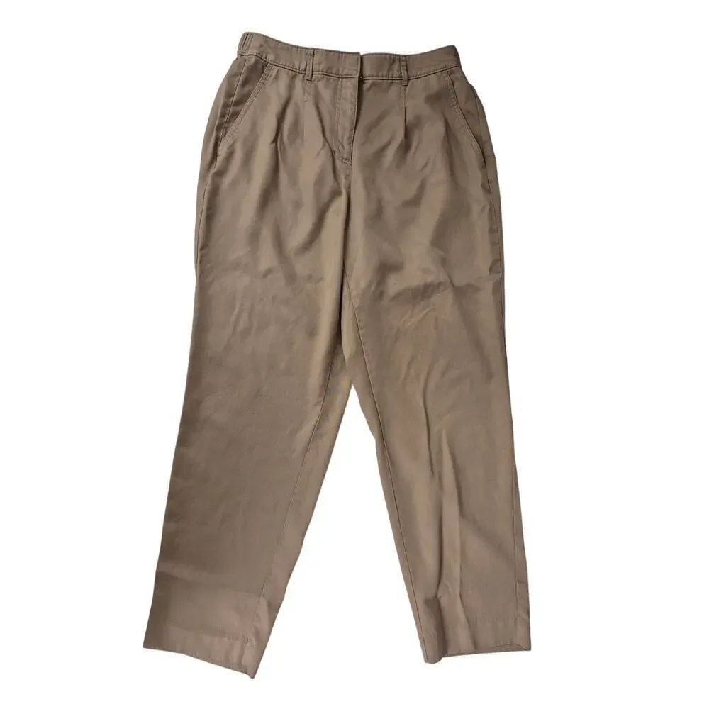 Croft & Barrow 100% Lyocell Light Brown Tapered Pants Sz 12